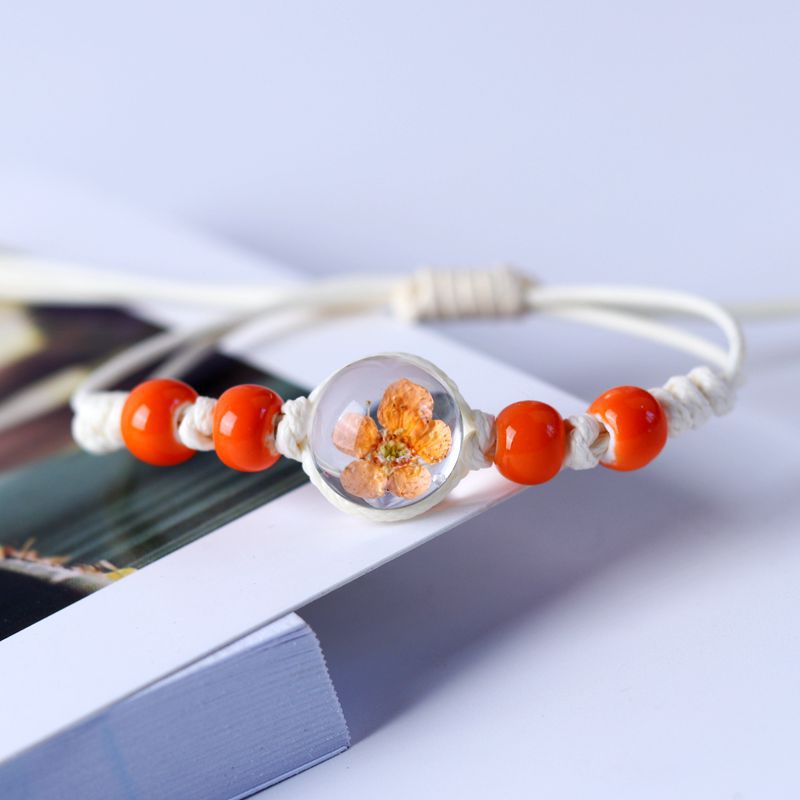 Espécimen de flores secas al por mayor Gypsophila Bola de vidrio brazalete de cerámica