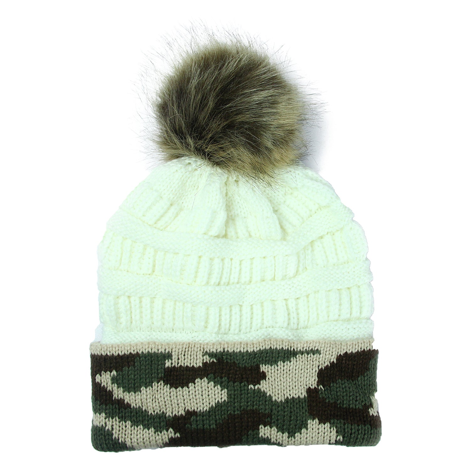 Wholesale Knitted Autumn and Winter Camouflage Belt Warm Cuff Wool Hat