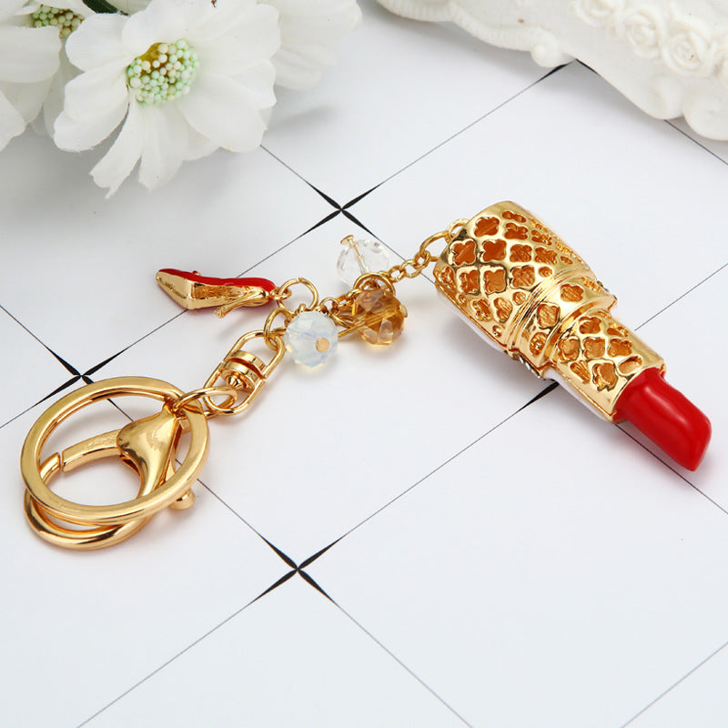 Wholesale Rhinestone Lipstick Metal Keychains