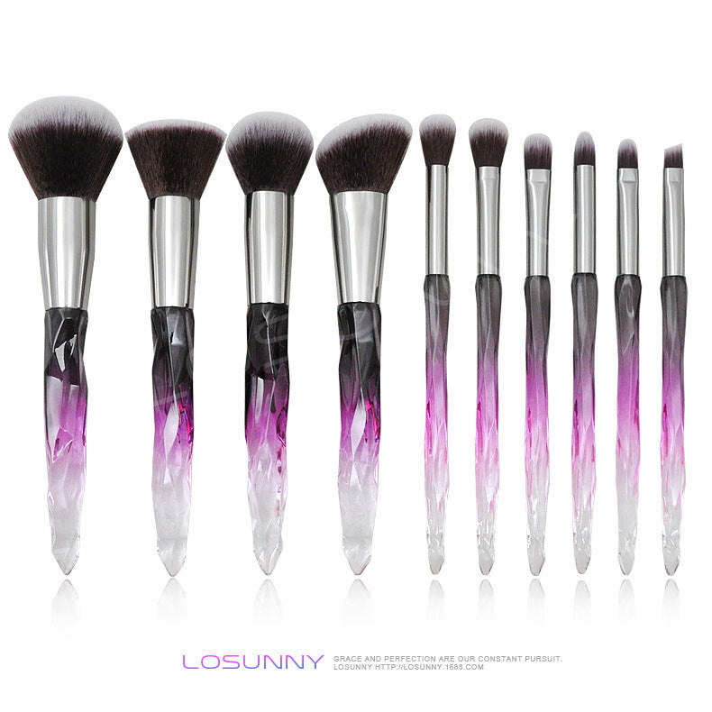 Wholesale 10pcs Glass Diamond Plastic Handle Makeup Brush