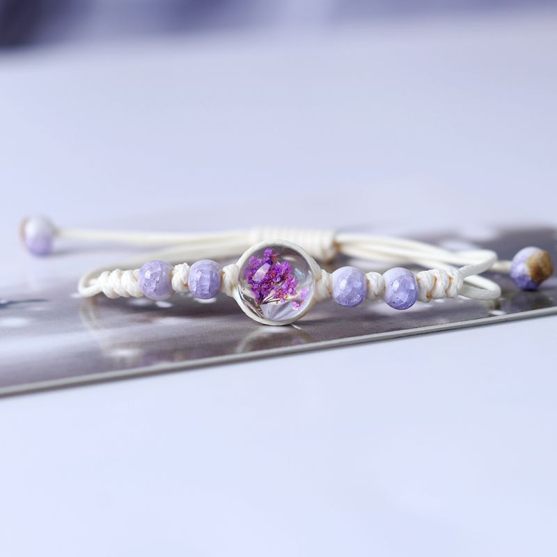 Espécimen de flores secas al por mayor Gypsophila Bola de vidrio brazalete de cerámica