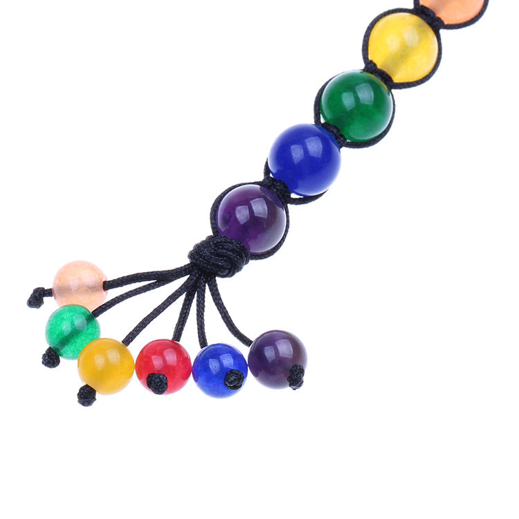 Wholesale Stone Six Color Braided Rainbow Metal Keychain