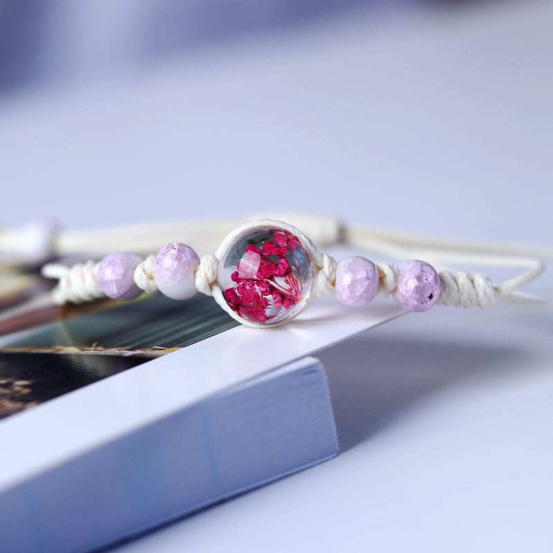 Espécimen de flores secas al por mayor Gypsophila Bola de vidrio brazalete de cerámica