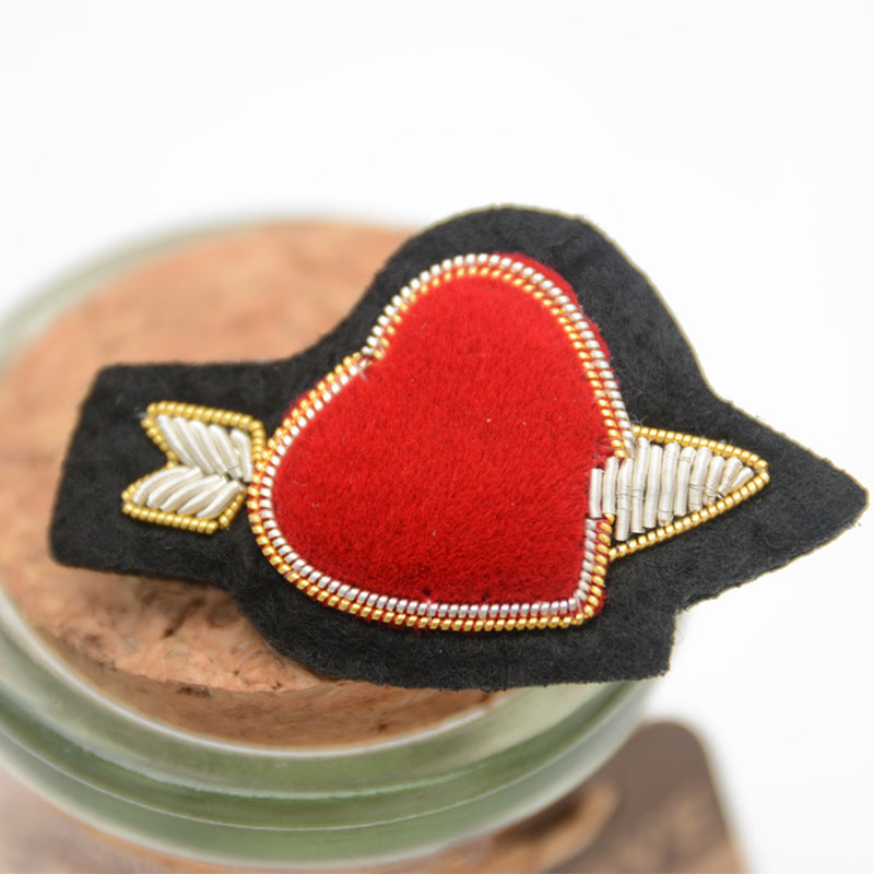 Wholesale DIY Embroidery Patch Heart Shaped Lipstick Brooch Hat Clothing Accessories