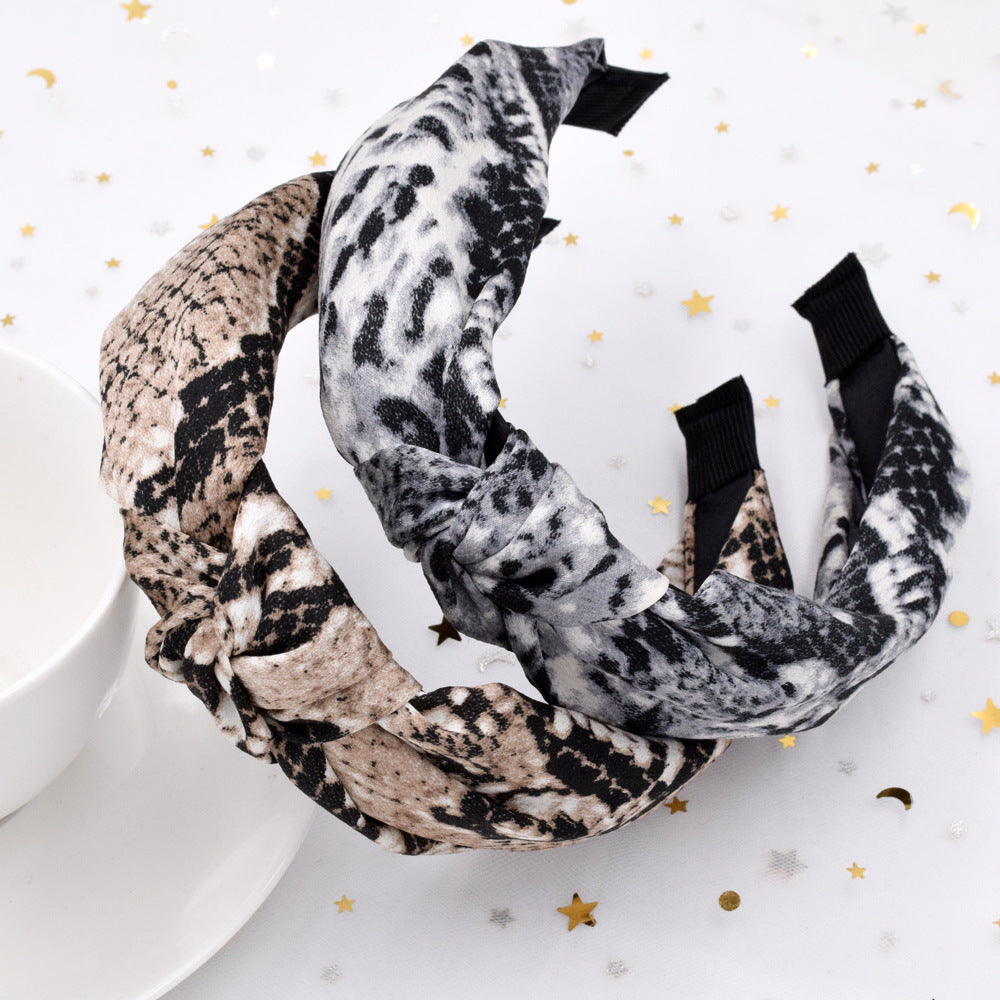 Wholesale Leopard Snake Skin Vintage Wide Fabric Headband