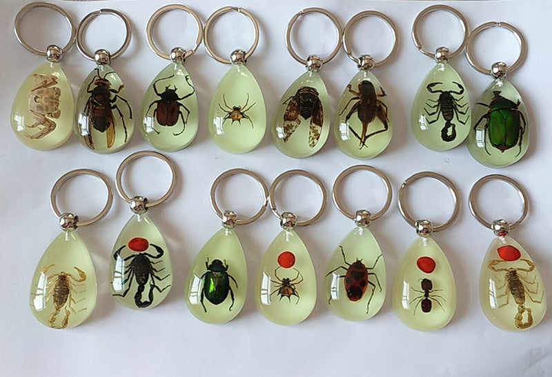 Wholesale 6pcs Luminous Insects Epoxy Resin Keychain