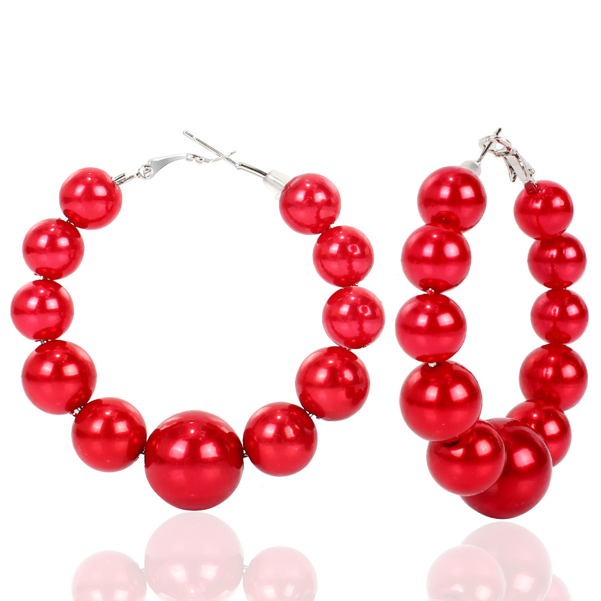 Wholesale Large Circle Imitation Pearl Earrings