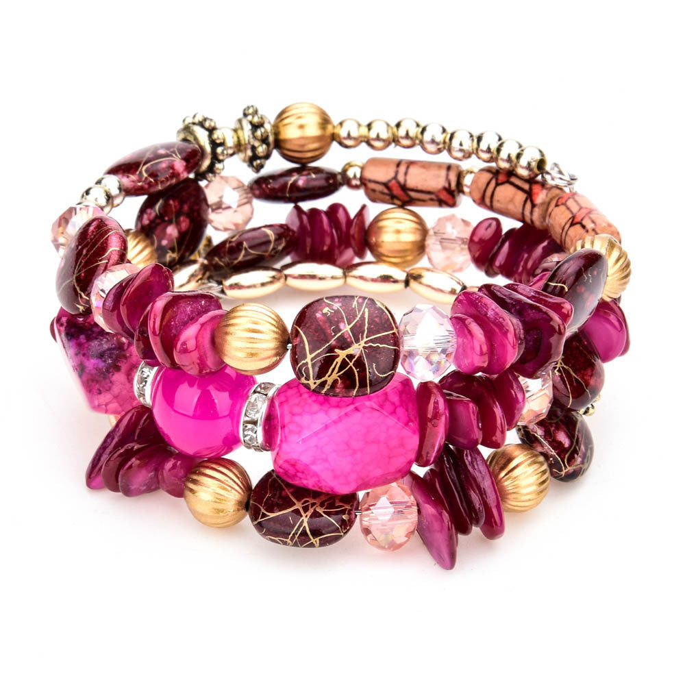 Wholesale Colorful Natural Stone Turquoise Beads Multilayer Bracelet