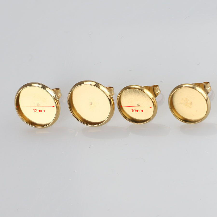 Wholesale Stainless Steel Gold Plated Rose Gold Color Black Simple Earrings