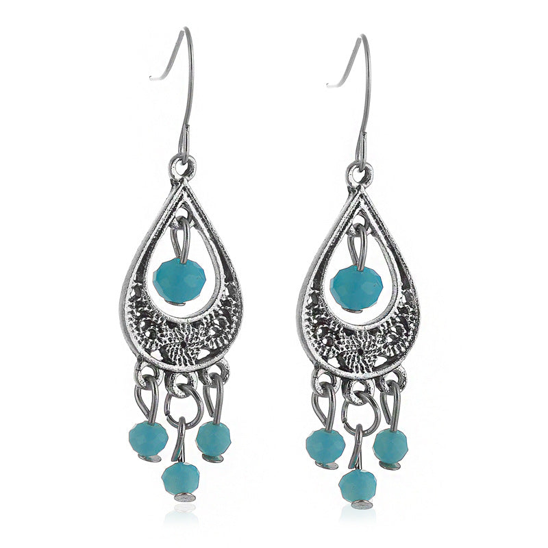 Wholesale Hollow Out Droplet Turquoise Alloy Earrings