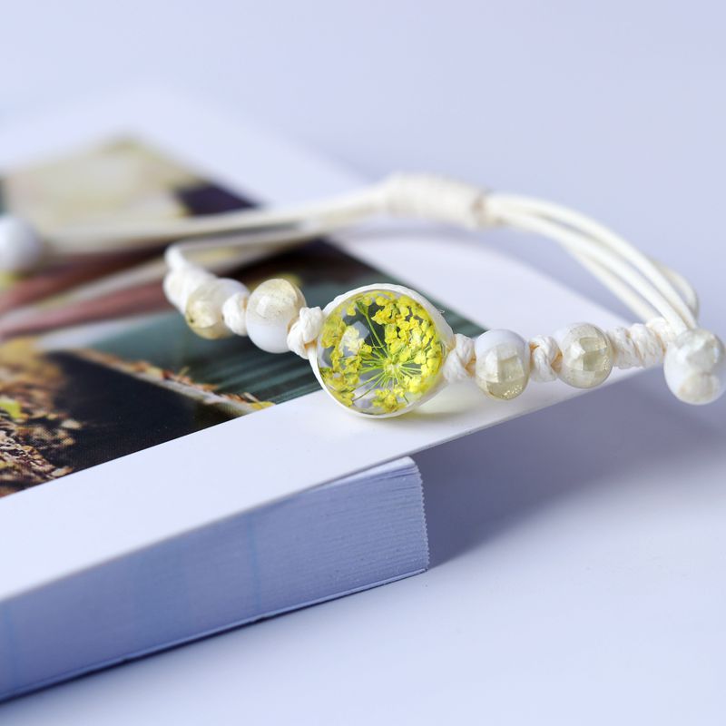 Espécimen de flores secas al por mayor Gypsophila Bola de vidrio brazalete de cerámica