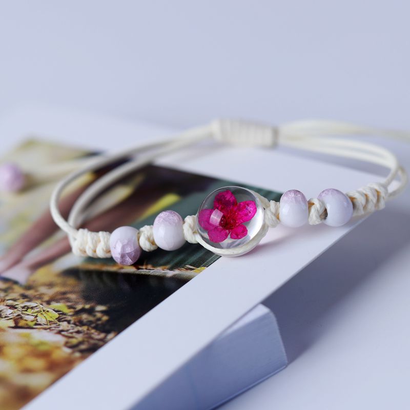 Espécimen de flores secas al por mayor Gypsophila Bola de vidrio brazalete de cerámica