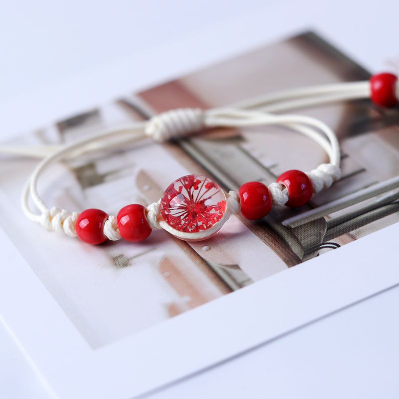 Espécimen de flores secas al por mayor Gypsophila Bola de vidrio brazalete de cerámica