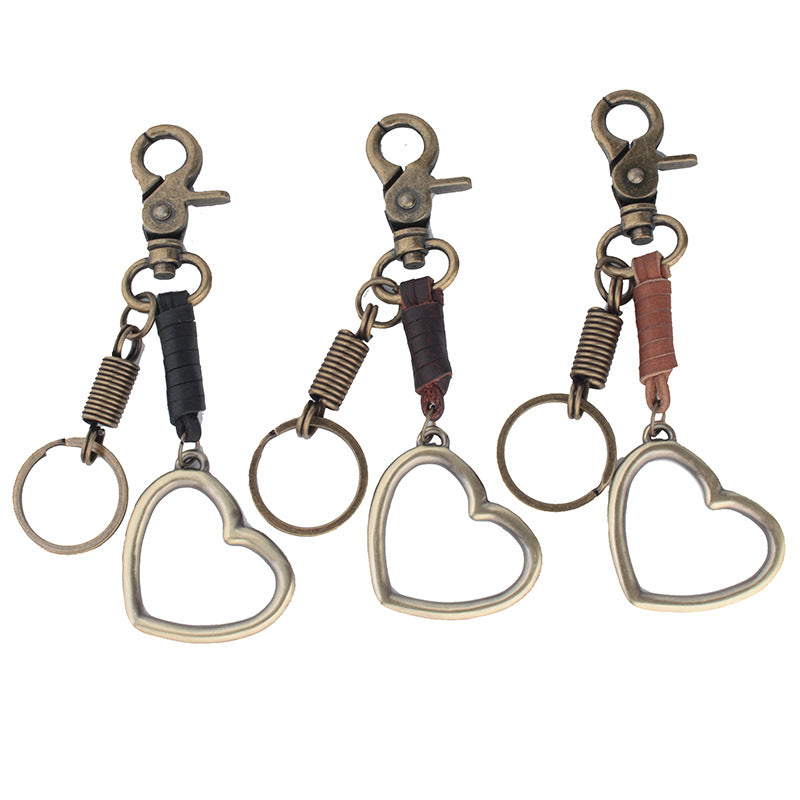 Wholesale of Cowhide Alloy Heart Keychains