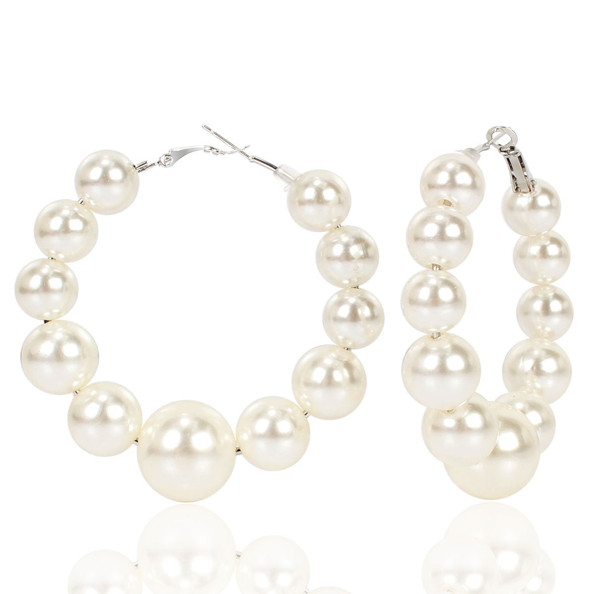 Wholesale Large Circle Imitation Pearl Earrings