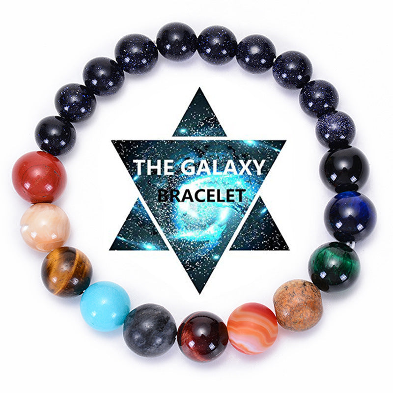 Wholesale Natural Blue Sand Stone The Eight Planets Bracelet