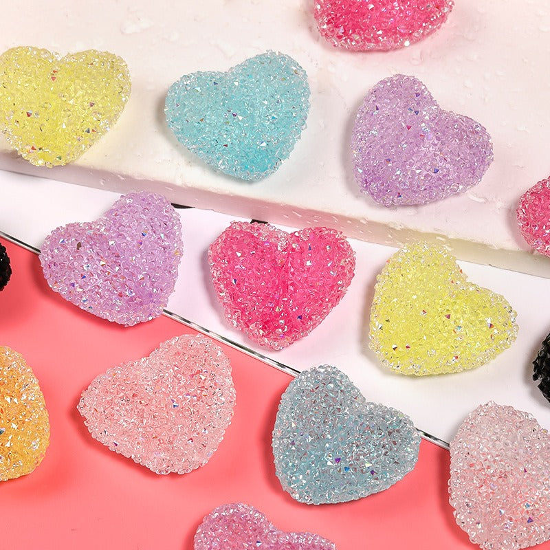 Wholesale 20pcs Rhinestone Heart Acrylic Beads Soft Sugar Beads