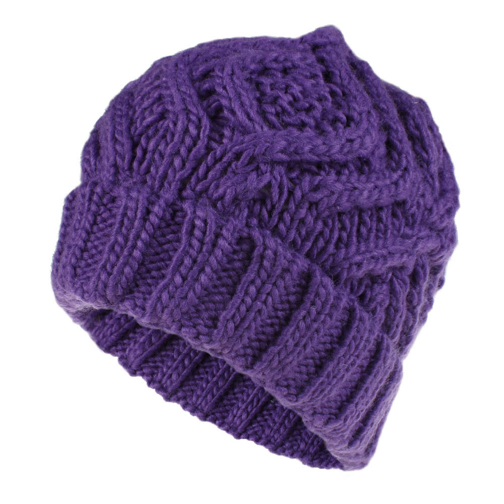 Wholesale Diamond Check Soft Chunky Knitted Hat