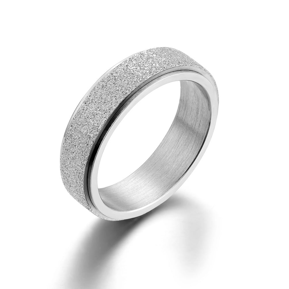 Wholesale Unisex simple frosted pearl sand rotatable titanium steel ring