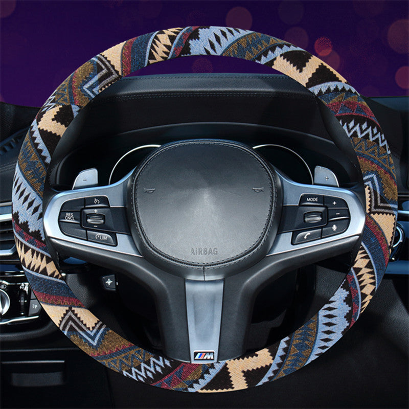 Wholesale Ethnic Style Old Coarse Linen Car Steering Wheel Cover