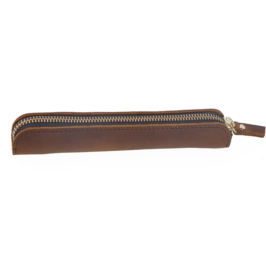 Wholesale Retro Simple Cowhide Zipper Mini Pencil Case