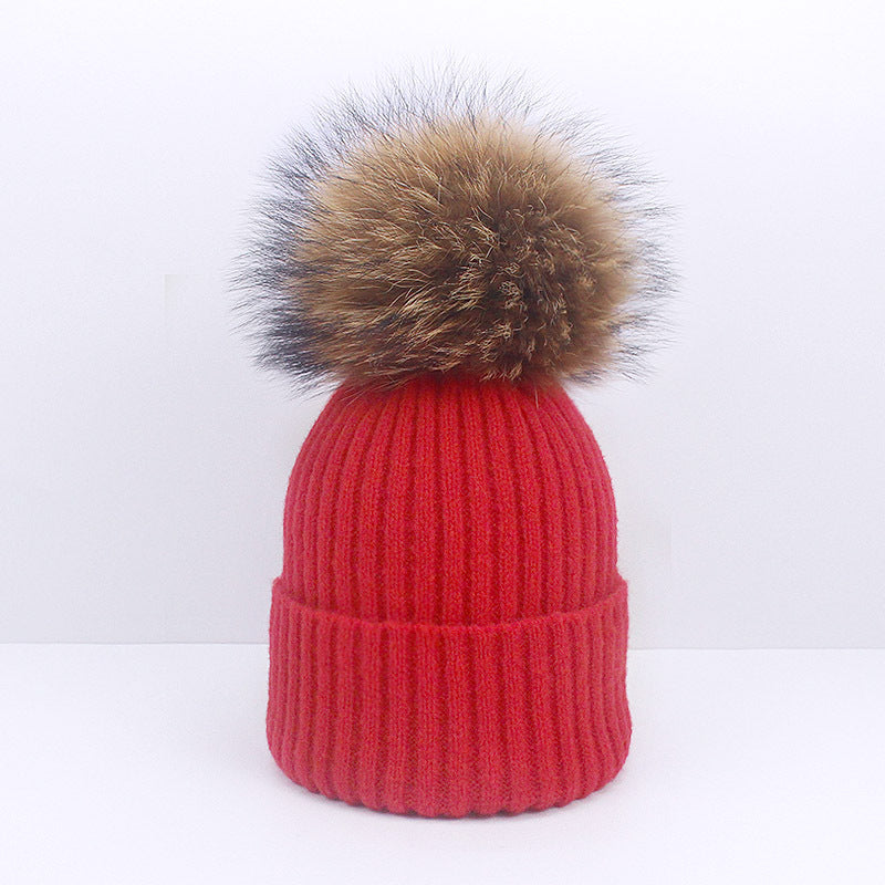 Wholesale Knitted Brimmed Wool Ball Warm Pullover Hat