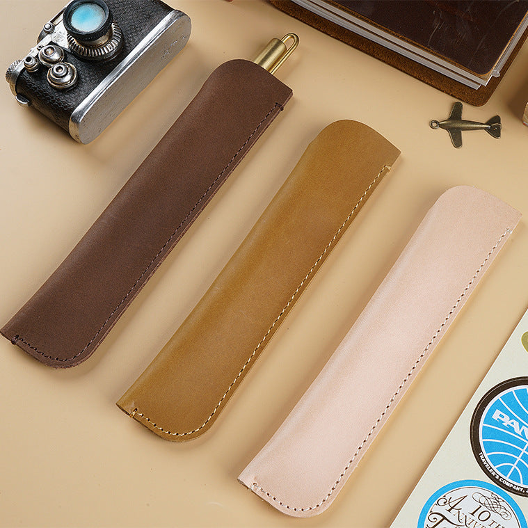 Wholesale Retro Handmade Cowhide Creative Steel Pen Jacket Bag