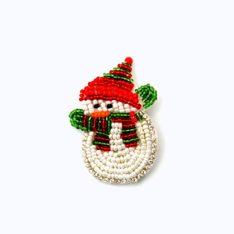 Wholesale Handmade Beaded Santa Claus Embroidery Patches Hat Clothes Decoration FS