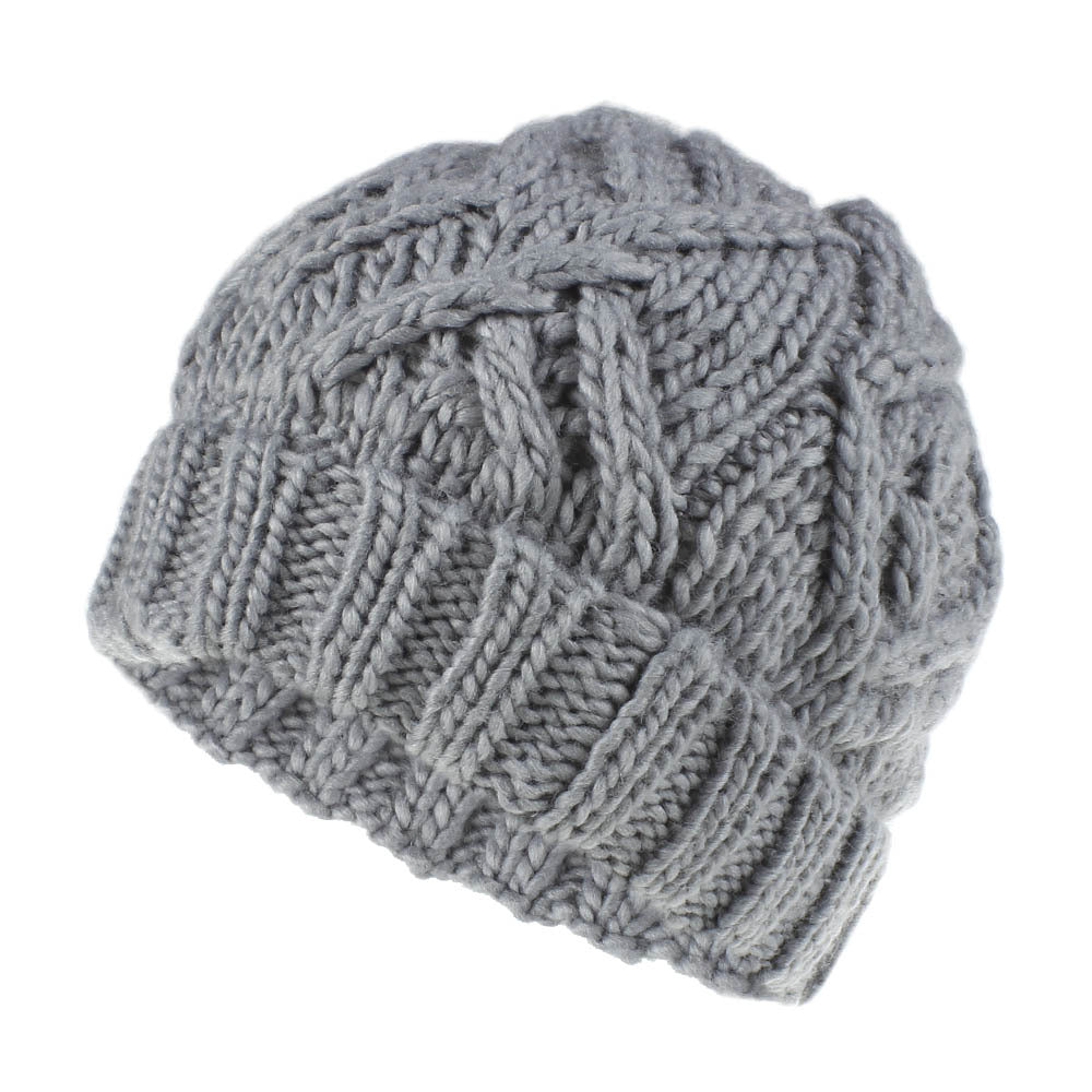Wholesale Diamond Check Soft Chunky Knitted Hat