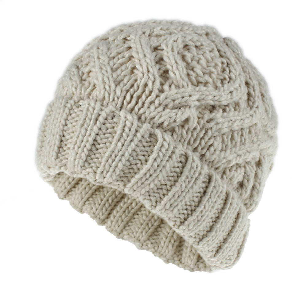 Wholesale Diamond Check Soft Chunky Knitted Hat