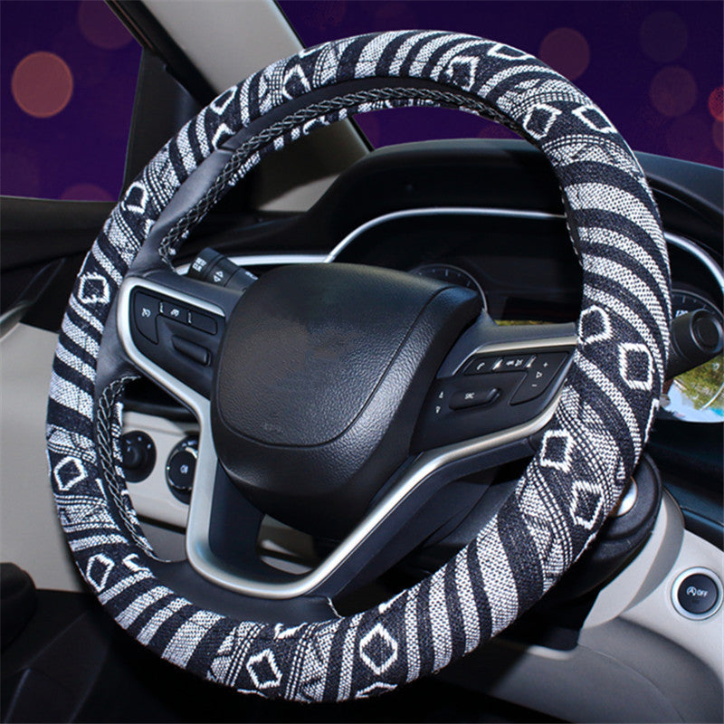 Wholesale Ethnic Style Old Coarse Linen Car Steering Wheel Cover
