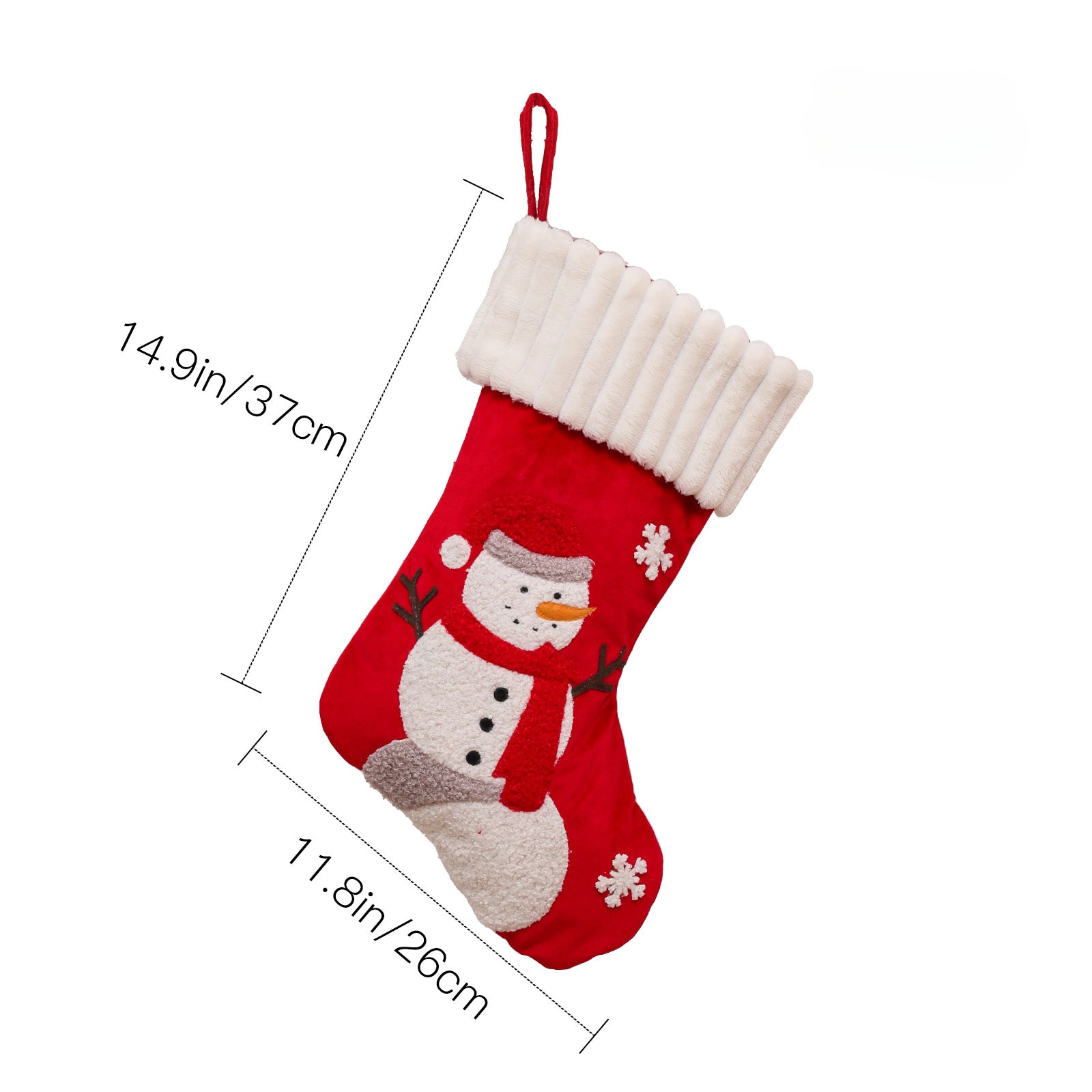 Wholesale Christmas Large Size Fabric Embroidered Snowman Christmas Stockings Decorative Socks
