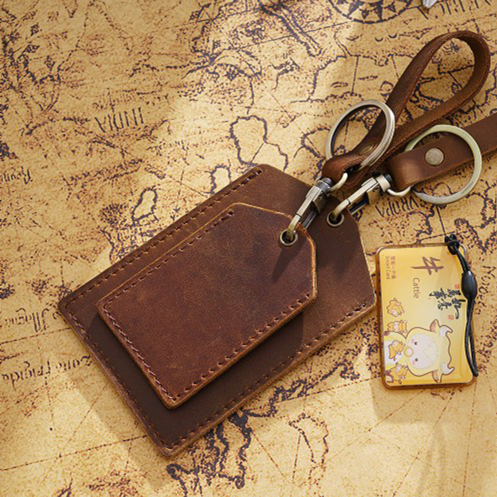 Wholesale Handmade Cowhide Mini Bus Card Holder Leather
 Keychain