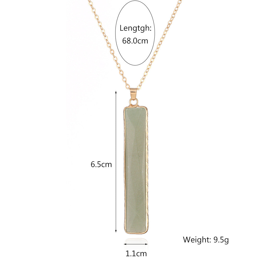 Wholesale square gemstone pendant  natural stone necklace
