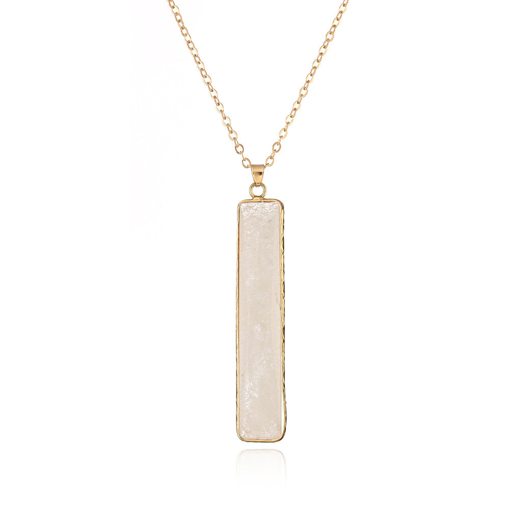Wholesale square gemstone pendant  natural stone necklace