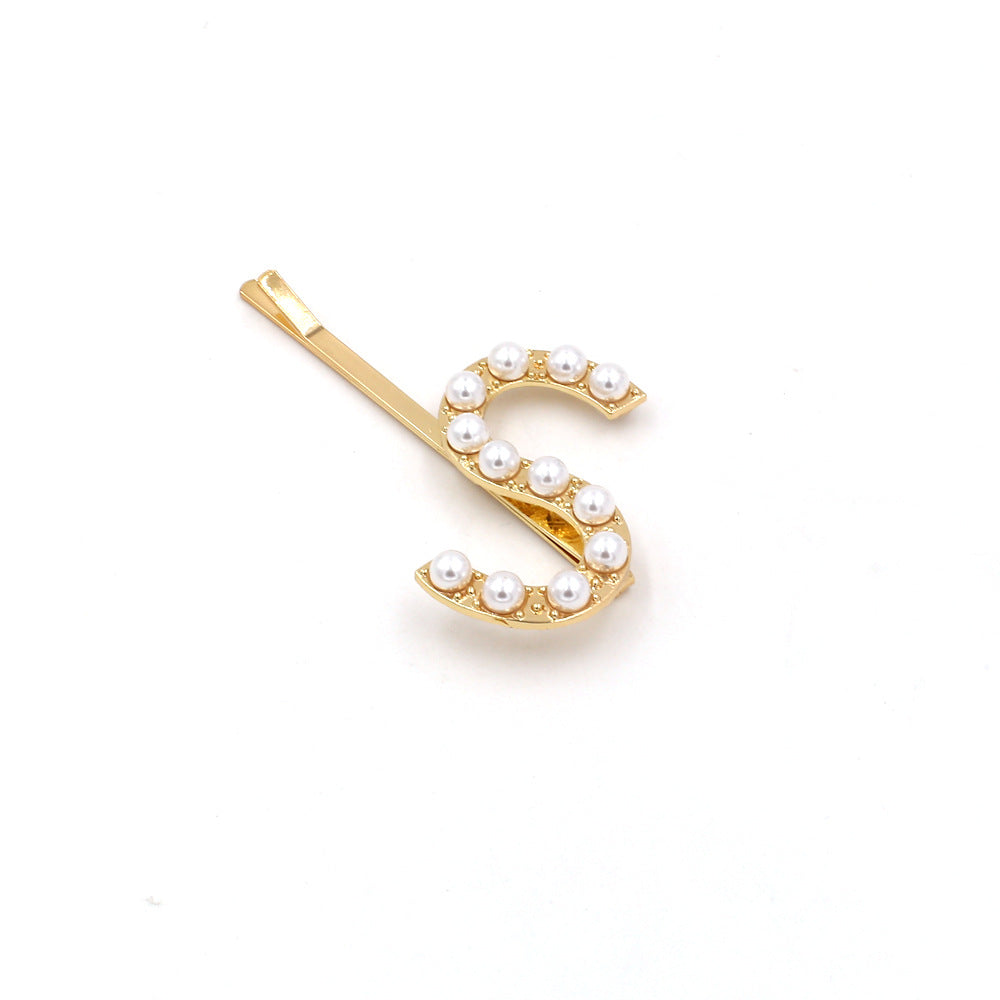 Wholesale English Alphabet Pearl Hairpins
