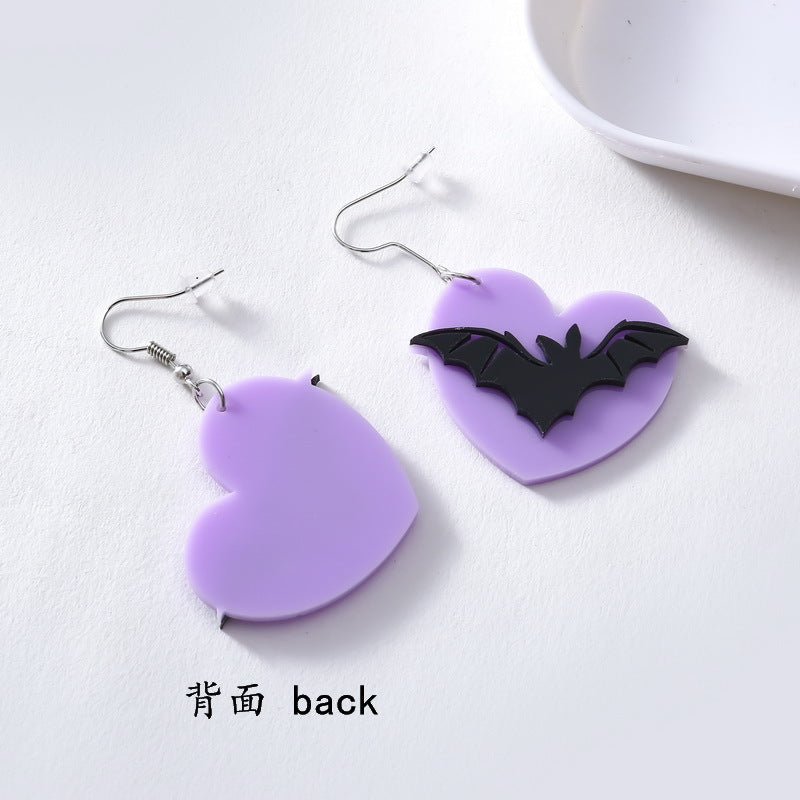 Wholesale Halloween Little Devil Cute Purple Bat Wings Acrylic Earrings