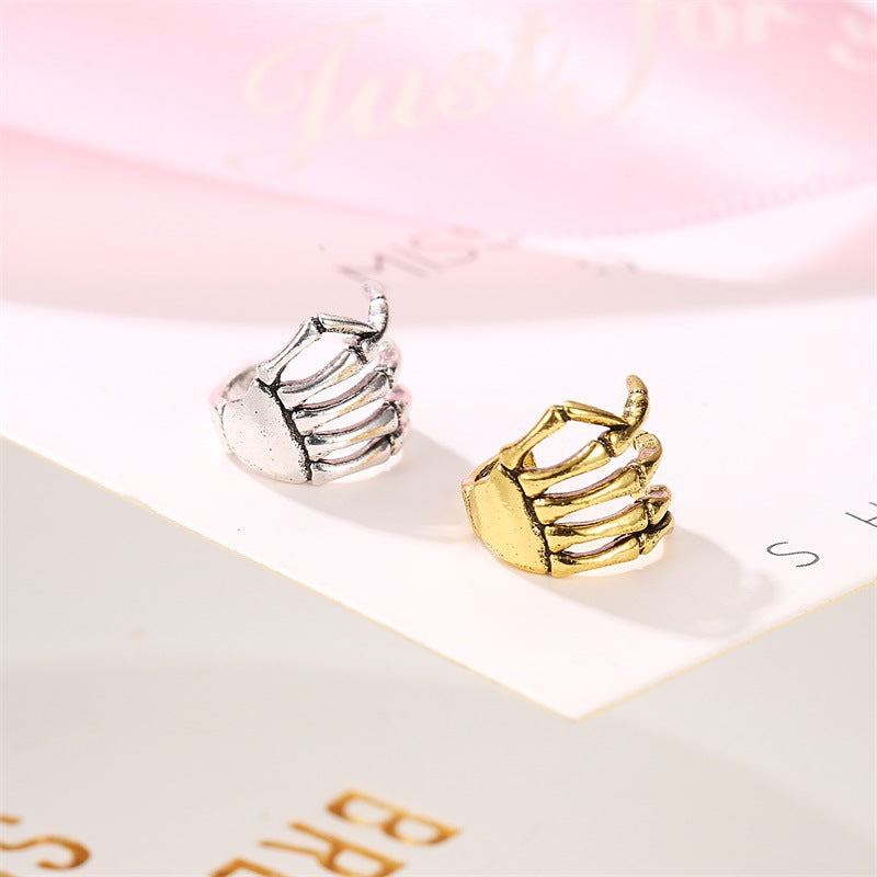 Wholesale Stylish Punk Skull Spine Ear Cuff Clip Women S Copper Electroplated Earring No Piercing Jewelry Accessory For Boutique Resale