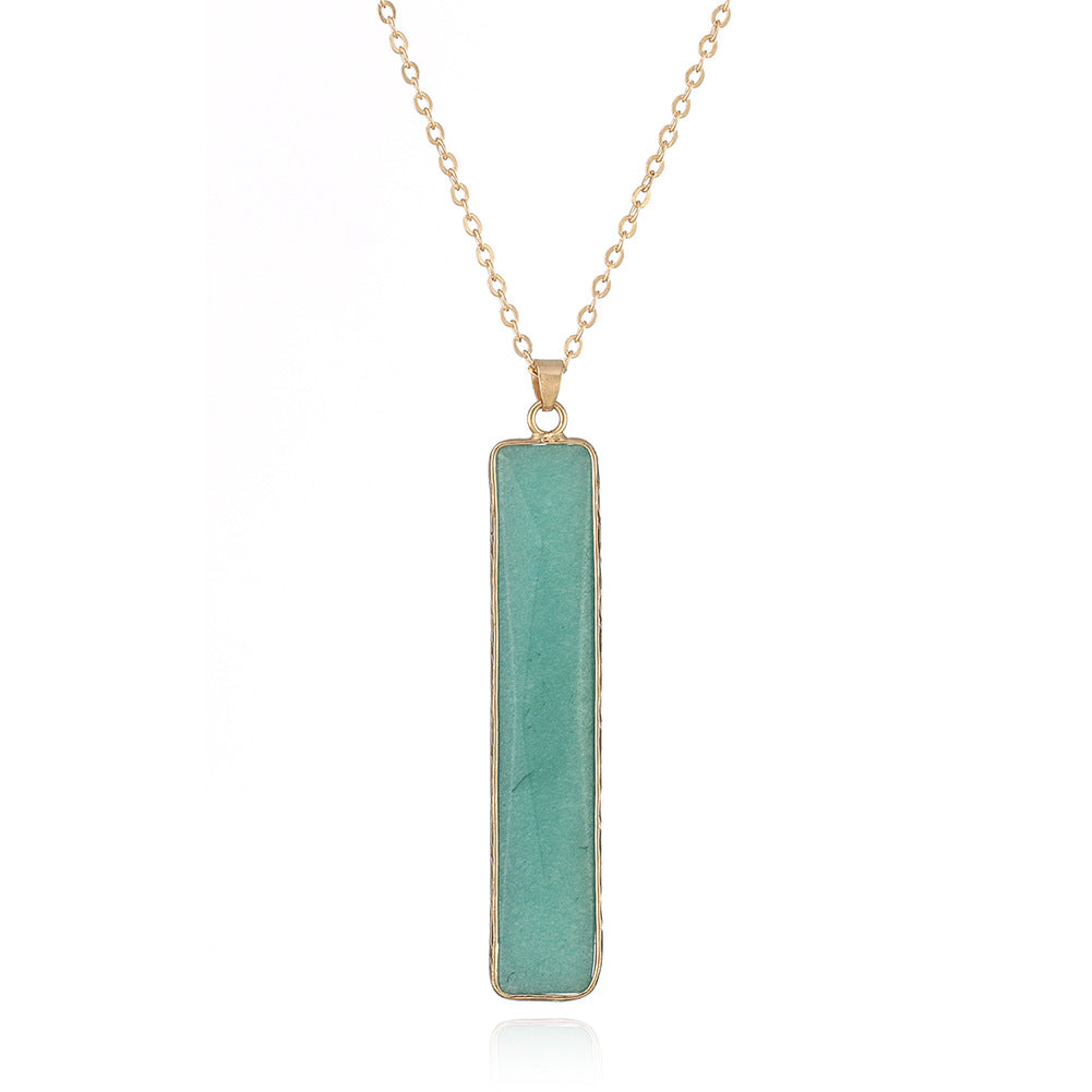 Wholesale square gemstone pendant  natural stone necklace
