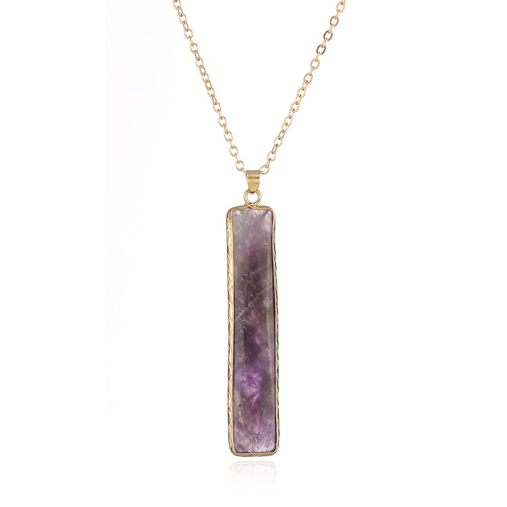 Wholesale square gemstone pendant  natural stone necklace