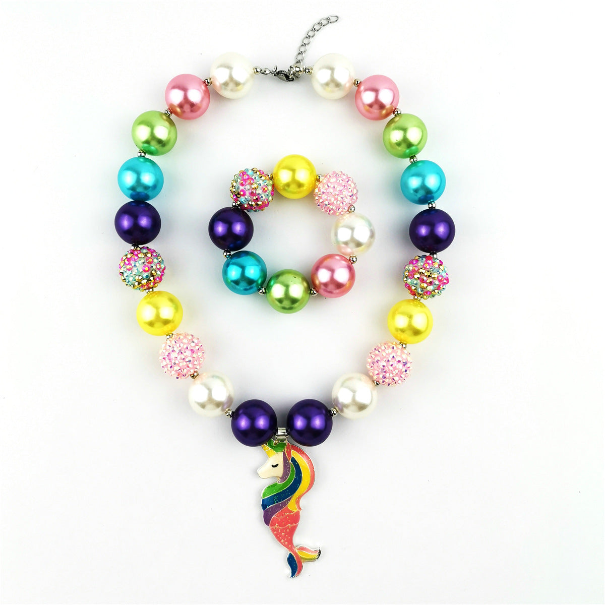 Wholesale Mermaid Pearl Unicorn Kids Alloy Acrylic Necklaces