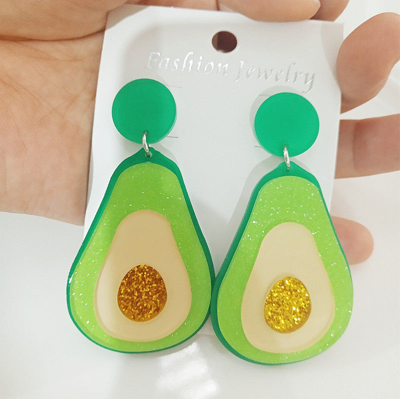 Wholesale Avocado Exaggerated Acrylic Earrings