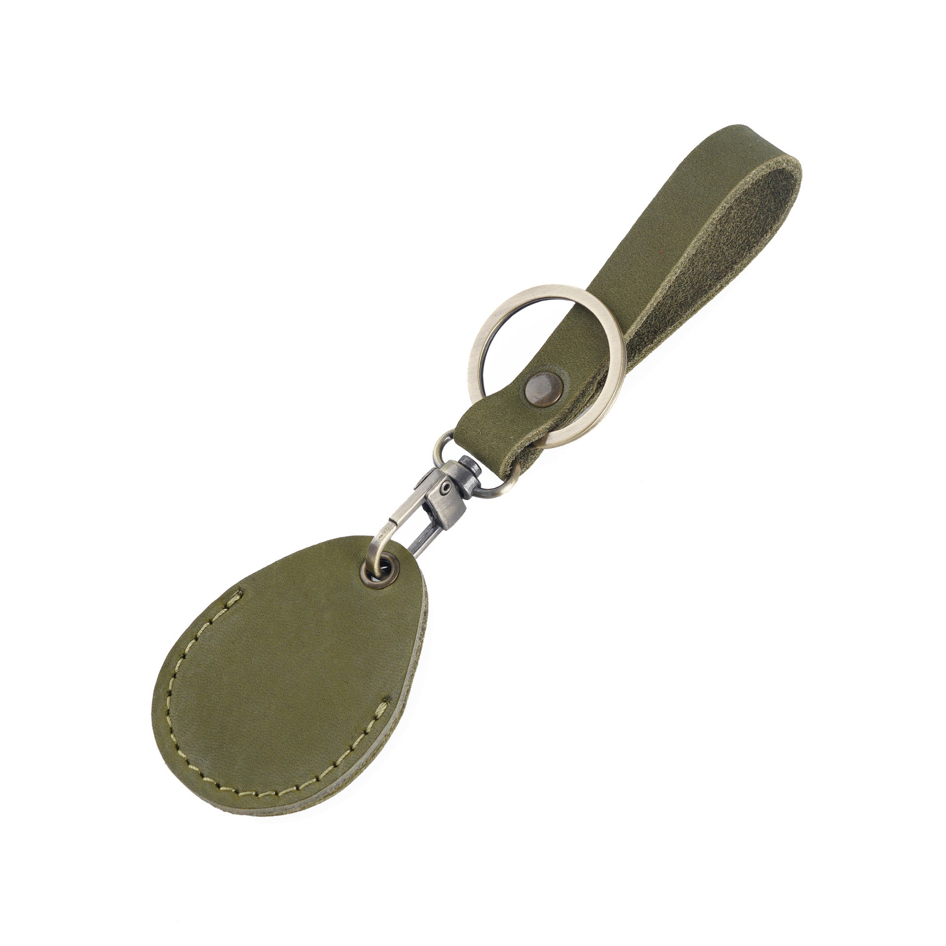 Wholesale Top Layer Cowhide Mini Round Water Drop Protective Case Leather Keychain