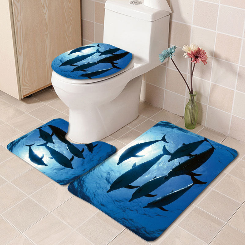 Wholesale Sea World Toilet Set Three-piece Bath Kitchen Non-slip Carpet