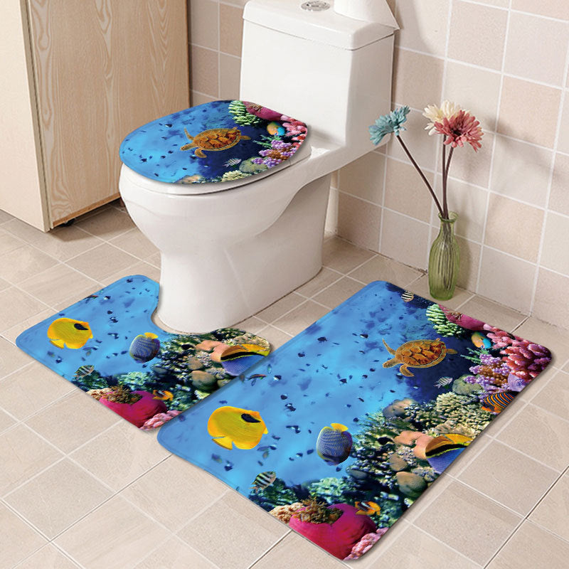 Wholesale Sea World Toilet Set Three-piece Bath Kitchen Non-slip Carpet