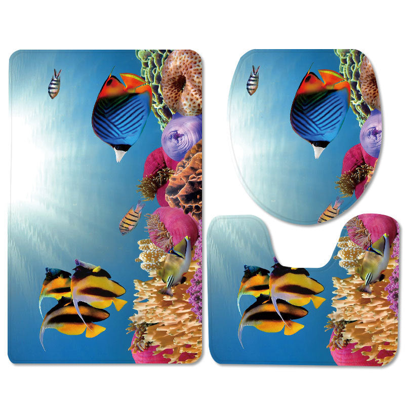 Wholesale Sea World Toilet Set Three-piece Bath Kitchen Non-slip Carpet