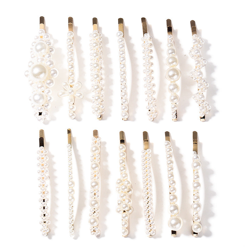 Wholesale Love Pearl Bow Line Hair Clips