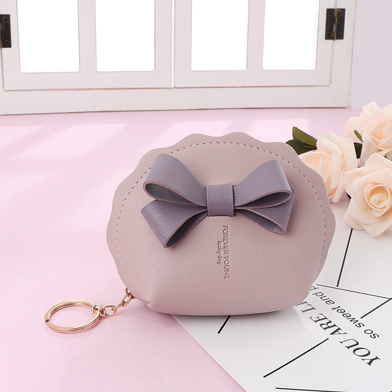 Wholesale Bowknot PU Leather Mini Wallet Portable Coin Bag Keychain