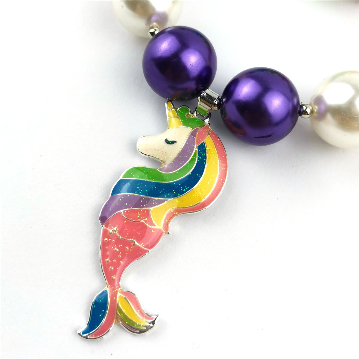 Wholesale Mermaid Pearl Unicorn Kids Alloy Acrylic Necklaces