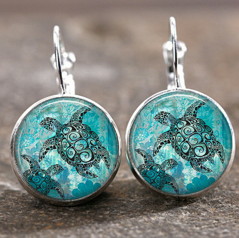 Wholesale Colorful Time Gem Moon Angel Earrings